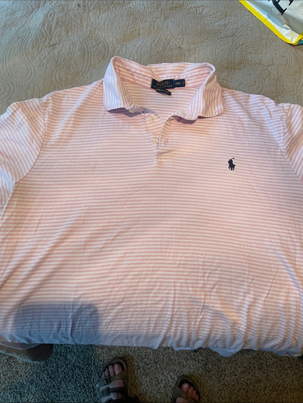 Polo by Ralph Lauren Light Pink & White Striped Polo Shirt